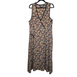 Karen Alexander Size 12 100% Rayon Floral Faux Wrap Maxi Dress Retro Made in USA